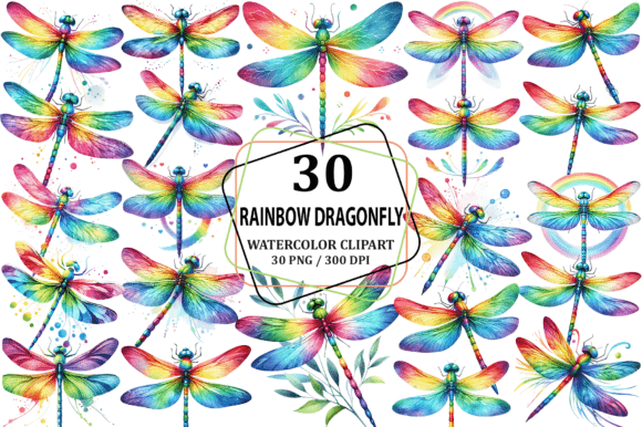 Download Watercolor Rainbow Dragonfly Clipart PNG - Premium Resources