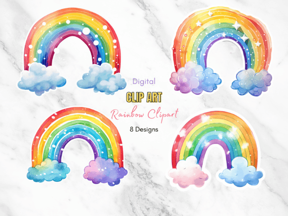 Download Watercolor Rainbow Boho Clip Art - Watercolor rainbow Collection