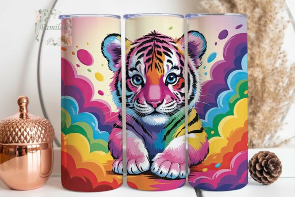 Download Rainbow Baby Tiger Art 20oz Tumbler Wrap - Rainbow Collection