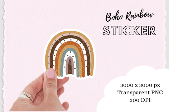 Download Boho Chic Rainbow Sticker Png - Rainbow Collection