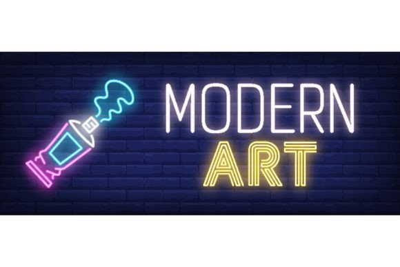 Download Modern Art Neon Text with Pen Paint Tube - Paint Collection