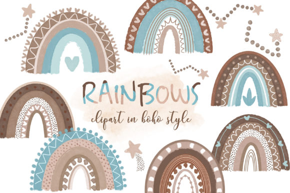 Download Boho Rainbow Clipart, Baby Blue - Rainbow Collection